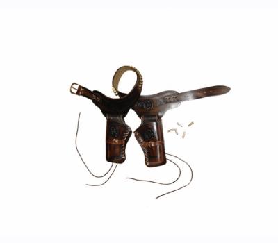 Leather cartridge belt for two revolvers including 24 bullets